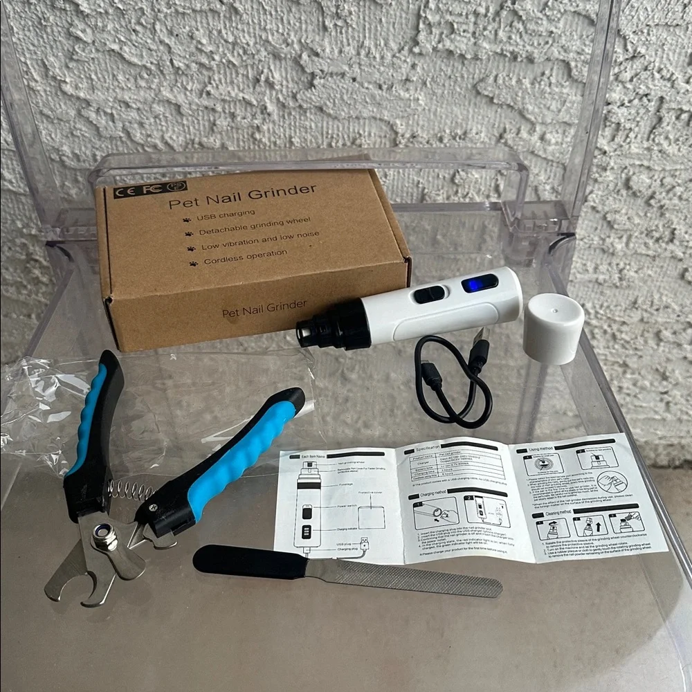 PawfectPawz™ Silent Cordless Nail Grinder with Clipper & filer-new set in a box